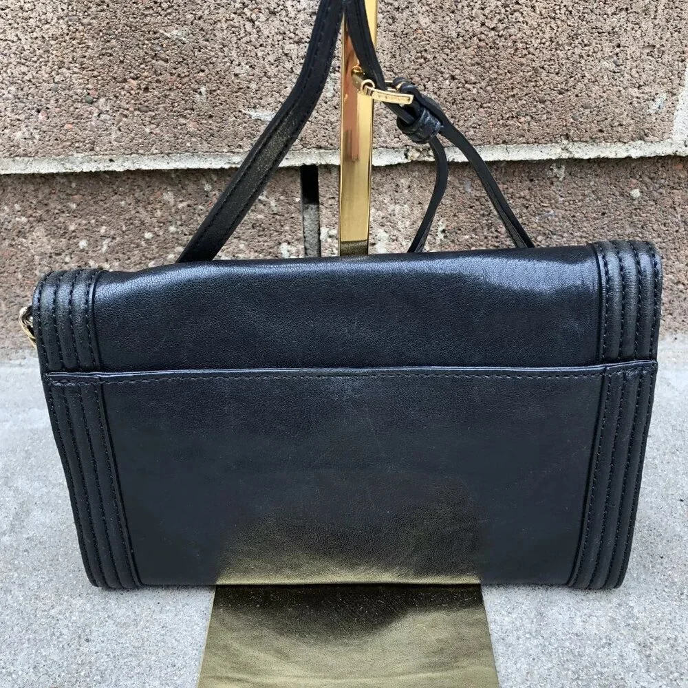 MICHAEL KORS Fulton Bombe Crossbody Purse Convertible Clutch Leather Bag Black‌